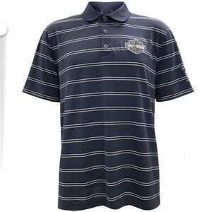 Harley Davidson Golf Polo Navy Blue and White Striped - Embroidered Logo
